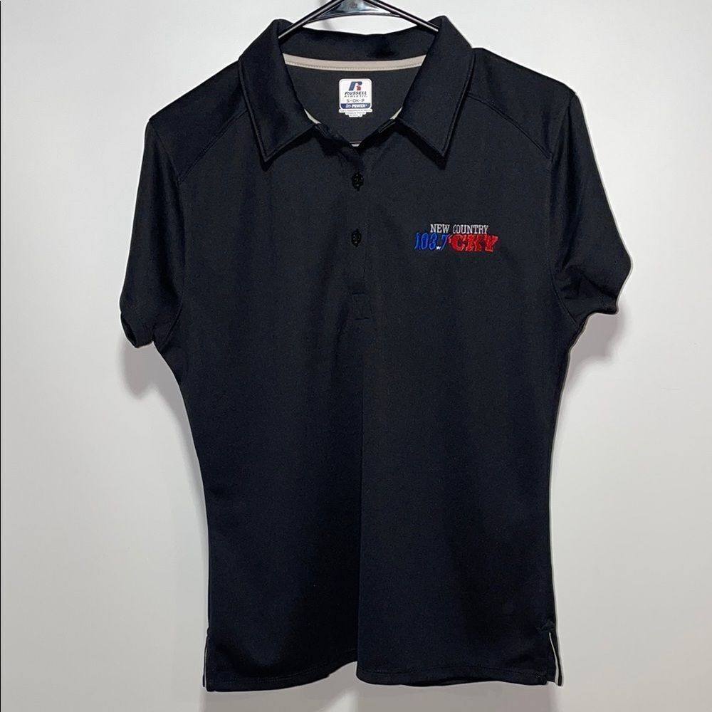 Russell Athletic Black Polo with Colorful Embroidery